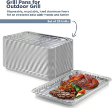 Load image into Gallery viewer, Versatile 25-Pack BBQ Grill Liners | Dishwasher Safe Aluminum Cooking Trays