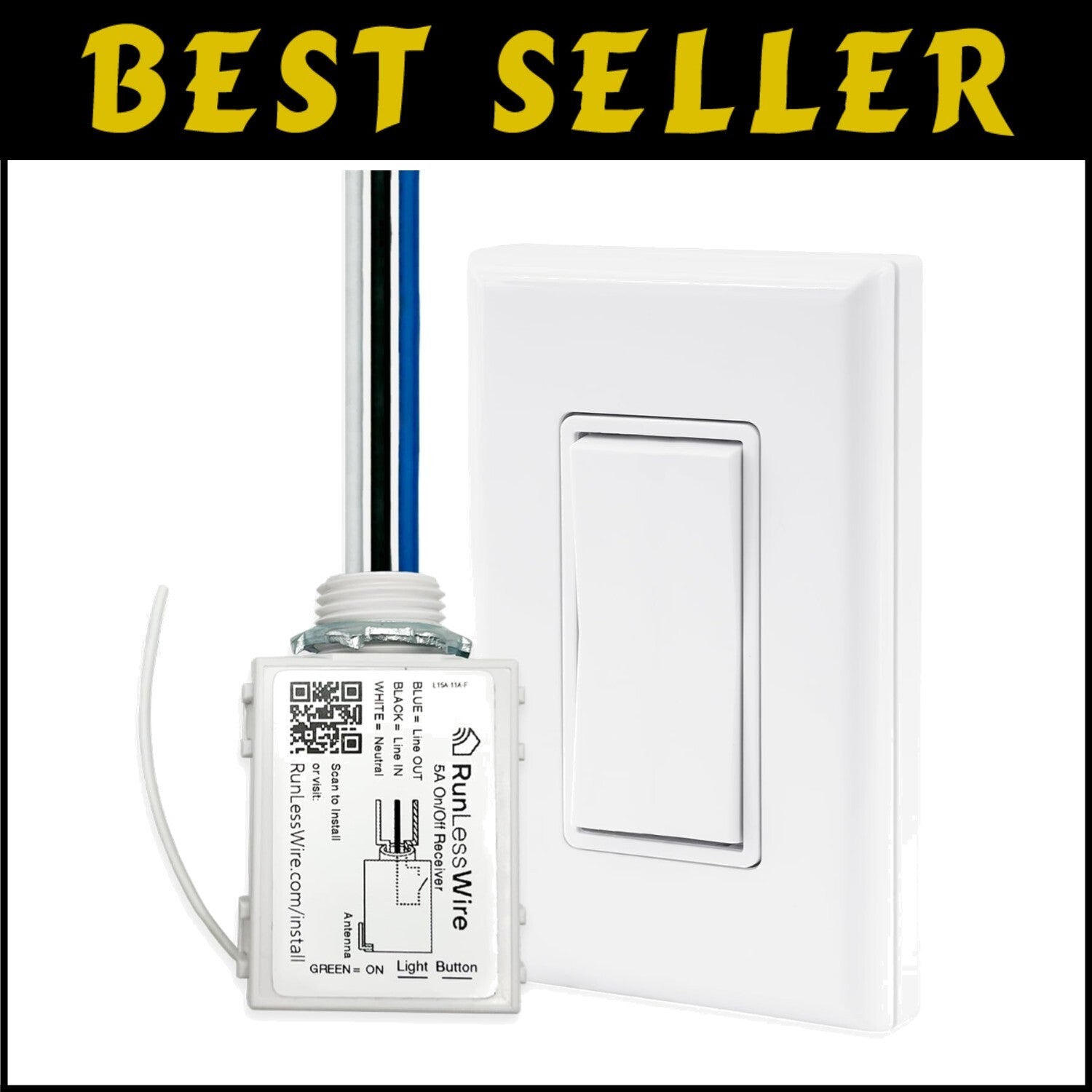 Self-Powered Kinetic Remote Light Switch with Easy Surface Mount Installation