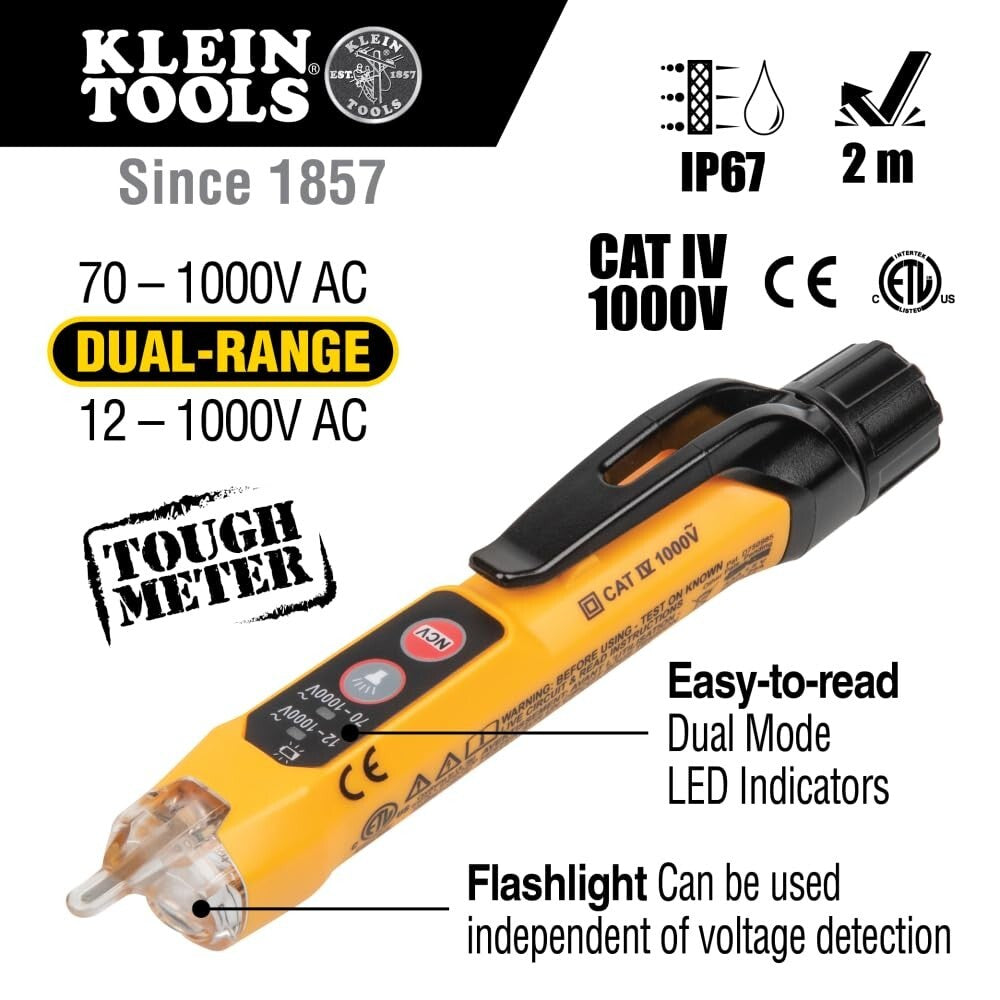 Battery-Powered Digital Multimeter with Flashlight & GFCI Receptacle Tester Kit
