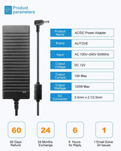 Load image into Gallery viewer, 2-Pack 12V 10A Power Source - Ideal for LED Luminaries &amp; Monitors, 120W Output
