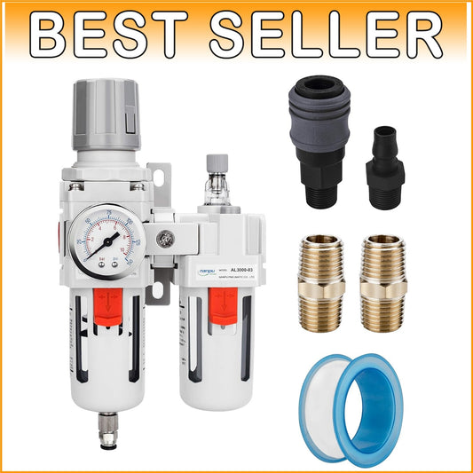 High-Performance 3/8" Air Filter Regulator Lubricator with Complete Setup Kit