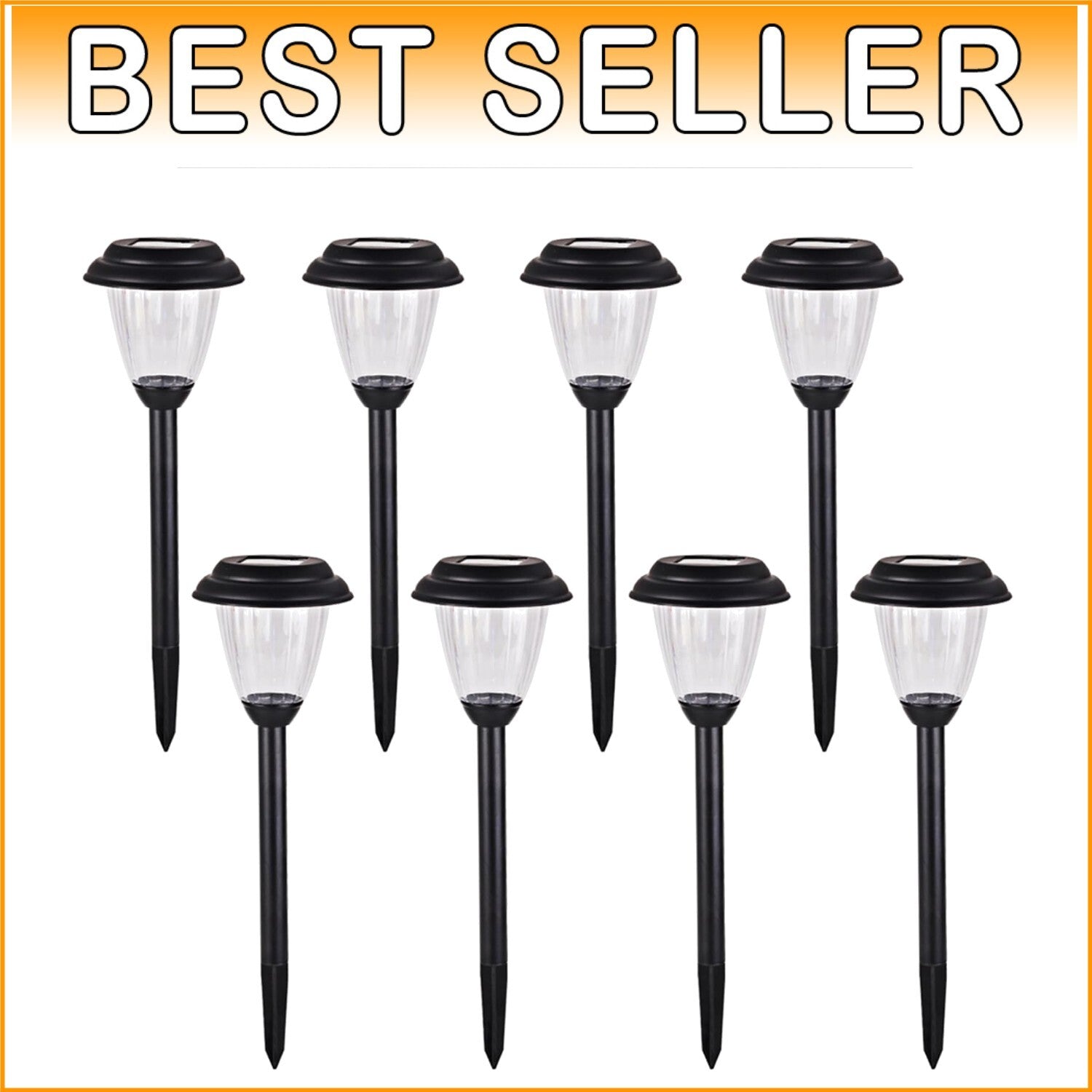 Elegant 8-Pack Solar Outdoor LED Pathway Lights in Matt Black Stainless Steel