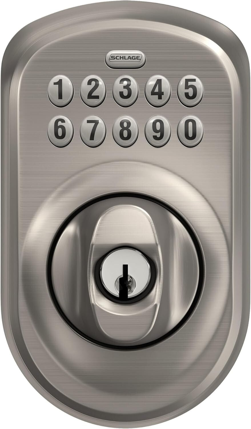Plymouth Keyless Deadbolt - Illuminated Keypad Entry Lock in Sleek Satin Nickel