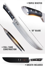 Load image into Gallery viewer, High-Carbon German Steel Knife - 10-Inch Cimitar with Ergonomic G10 Handle