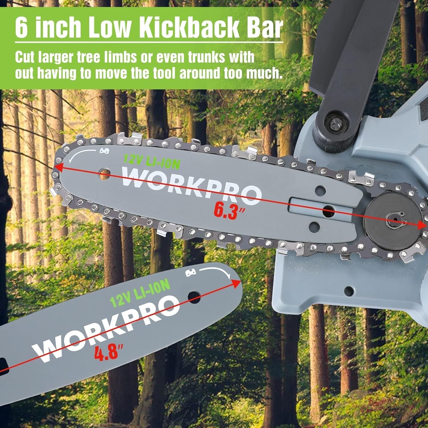 Lightweight Mini Chainsaw - 6.3" Cordless Electric Saw with 2 Lithium Batteries