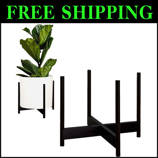 Eco-Friendly Bamboo Plant Stand - 14.9 Inch Mid Century Design for Large Pots