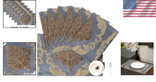 Load image into Gallery viewer, Opulent Grey Blue Jacquard Placemats Set - Traditional Dining Table Decor