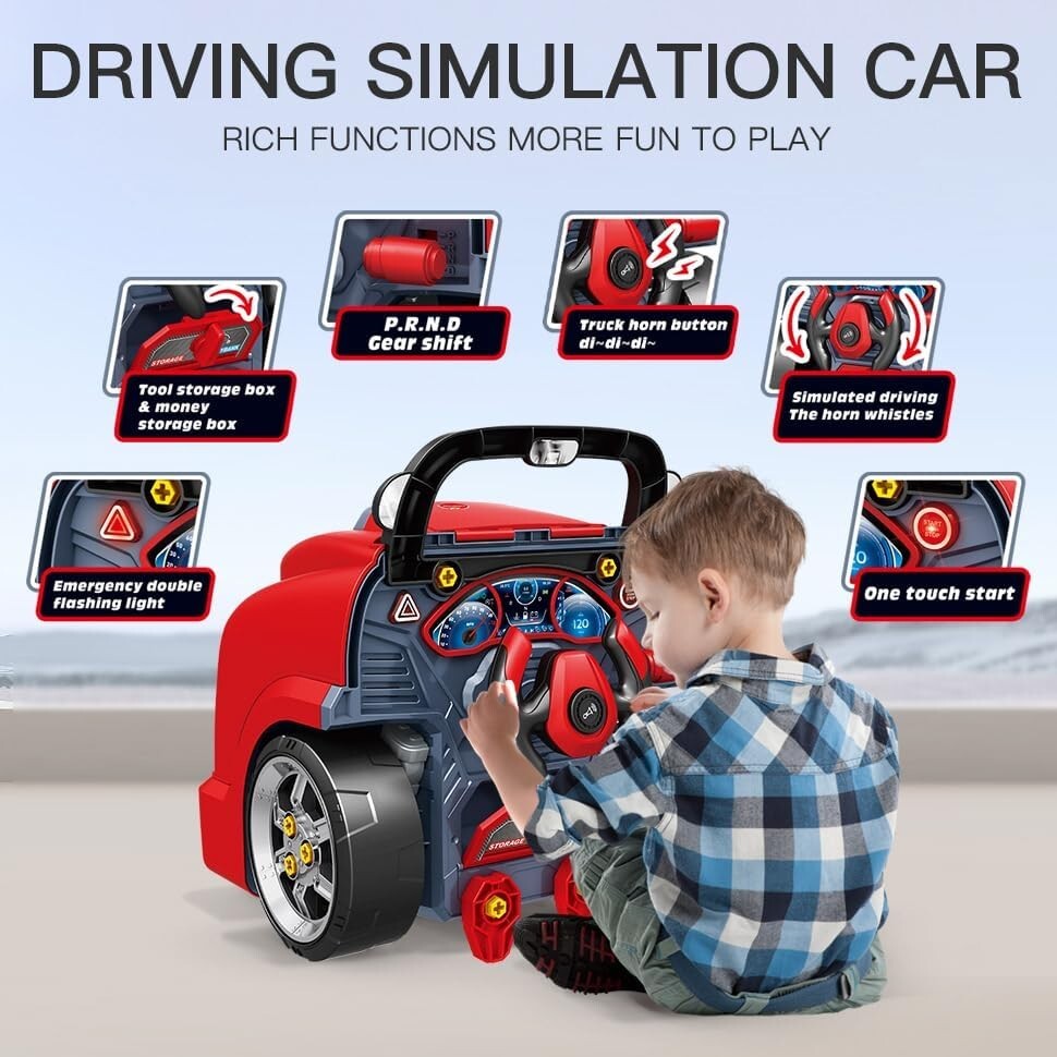 Interactive Red Truck Engine Toy with Lights & Sounds - Educational Fun for Kids