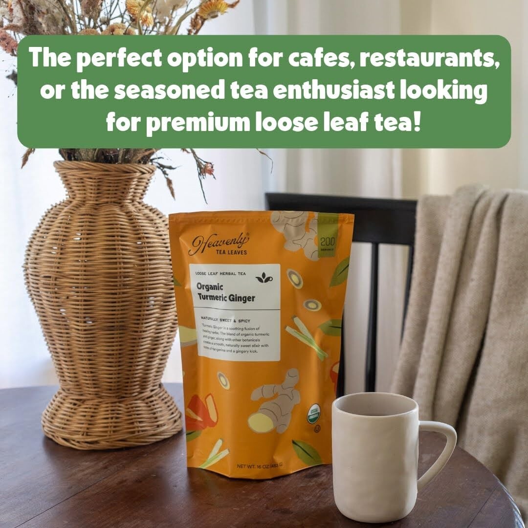 Invigorating Organic Ginger Lemon Green Tea - 1 lb Bulk Pouch, Enjoy Hot or Iced