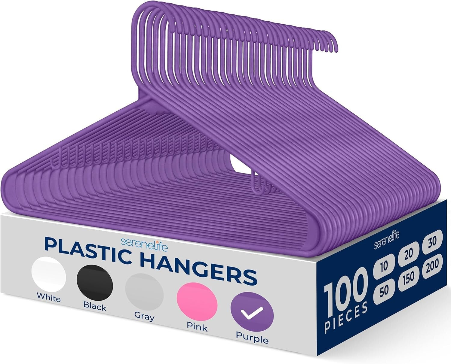Ultra-Thin Non-Slip Plastic Hangers - 100 Pack for Efficient Closet Organization