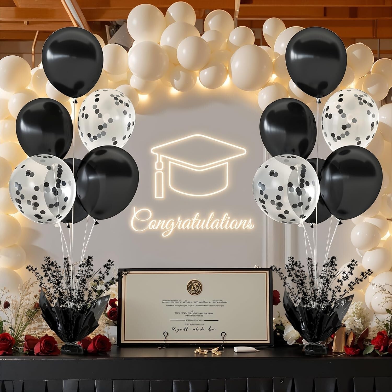 Elegant Black Table Balloon Centerpiece Set - Perfect for Weddings & Birthdays