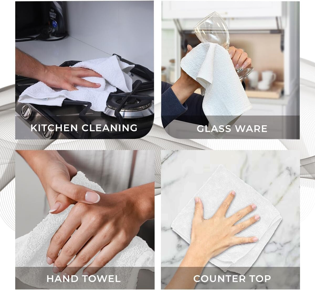 Durable 100% Cotton Washcloth Pack - 60 Soft 12x12 Face Towels for All Ages