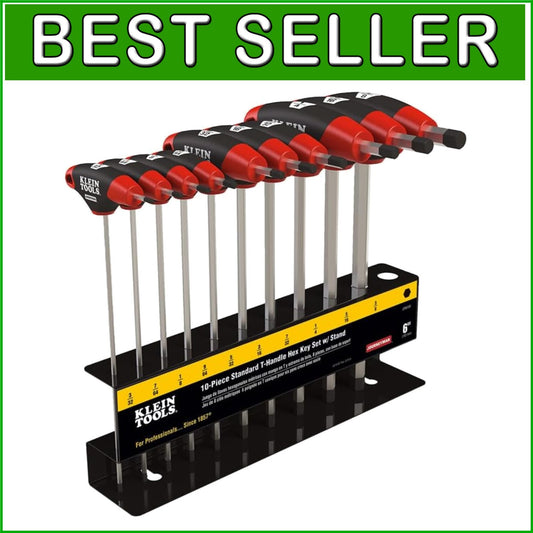 Durable T-Handle Allen Wrench Set with Organized Metal Stand - 10 Sizes Included