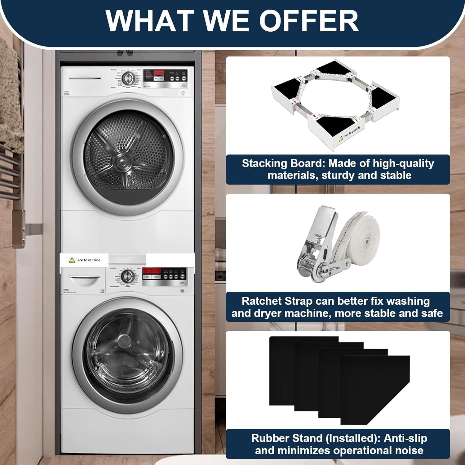 Adjustable Laundry Stacking Kit - Perfect Space Saver for 24-29 Inch Washers