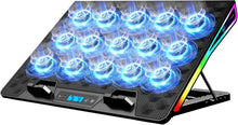 Load image into Gallery viewer, Advanced 15-Fan Laptop Cooler Pad - Ergonomic, RGB, and Dual USB Ports Included