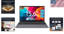 Load image into Gallery viewer, Ultra-Thin 15.6'' Laptop with Fast Performance, 12GB RAM &amp; 512GB Storage - Gray