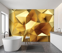 Load image into Gallery viewer, Large 137" x 96" Gold Geometry Wallpaper - Luxury Fabric Mural for Living Room