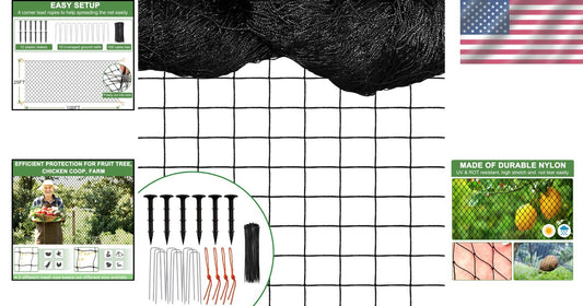 Durable 25x100ft Garden Netting - Multi-Purpose Protection for Fruits & Fowl