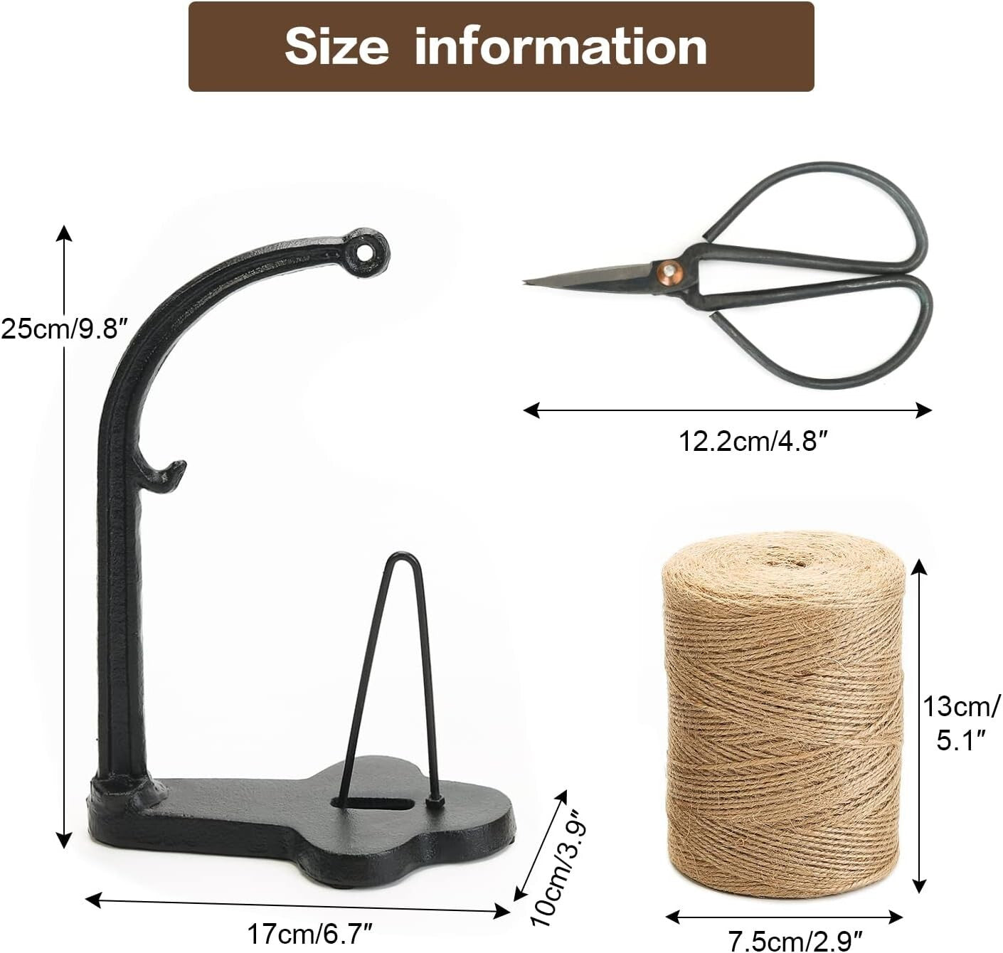 Elegant Cast Iron Twine Holder Set with 1300ft Natural Jute Twine & Scissors