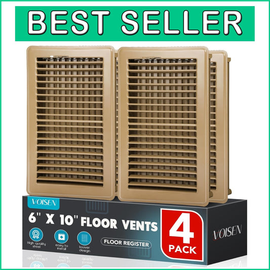 Classic Brown Floor Register 6x10 - Durable Adjustable Grille for Home & Office