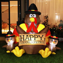 Load image into Gallery viewer, Bright White 6ft Inflatable Turkey Family - Perfect for Festive Outdoor Display