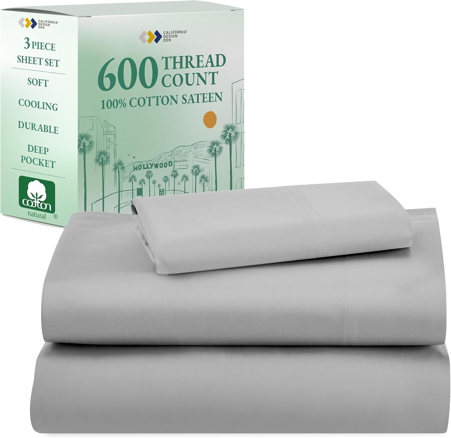 Deep Pocket Twin Sheet Set - 100% Cotton Sateen, Luxurious Comfort & Style