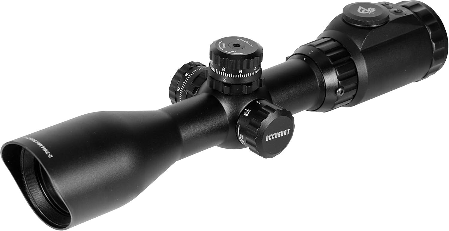 Compact Shockproof 2-7x44 Rifle Scope with Mil-Dot Reticle & Zero Lock Turrets