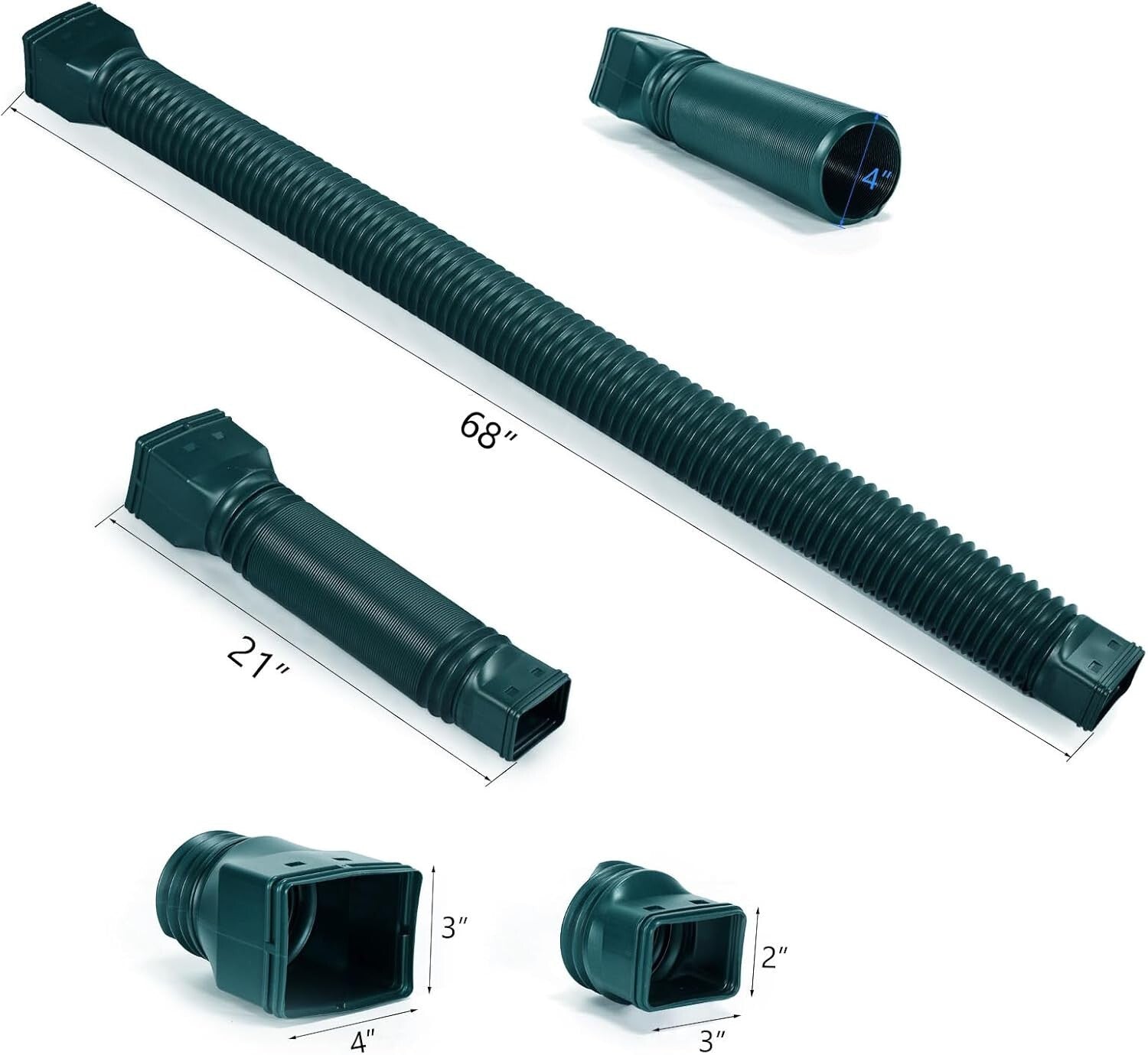 Adjustable Rain Water Downspout Extenders - Flexible, Durable & Easy to Install