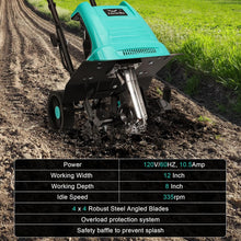 Load image into Gallery viewer, Lightweight 10.5 Amp Electric Cultivator - 12-Inch Wide &amp; 8-Inch Deep Tilling