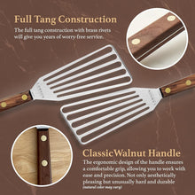 Load image into Gallery viewer, Professional-Grade Chef's Slotted Turner 3" x 6" with Oiled Walnut Handle