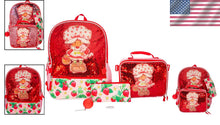 Load image into Gallery viewer, Colorful Strawberry Shortcake Backpack with Mesh Pockets &amp; Sequins, 5-Piece Set