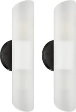 Load image into Gallery viewer, Elegant Black Bathroom Wall Sconces with Frosted Glass - Modern Farmhouse Design