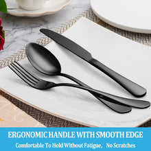 Load image into Gallery viewer, Retro-Inspired 50-Piece Black Stainless Steel Flatware Set for Stylish Dining