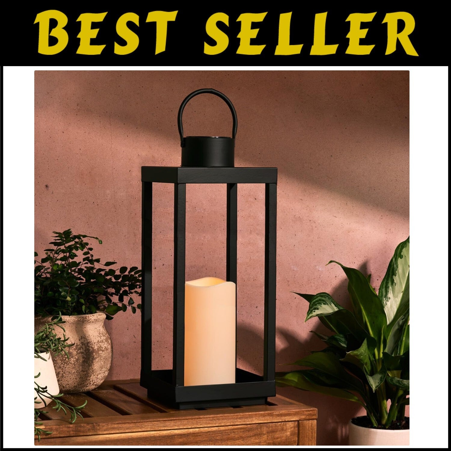 Modern Solar Lantern with Flickering Candlelight - Perfect for Farmhouse Patios