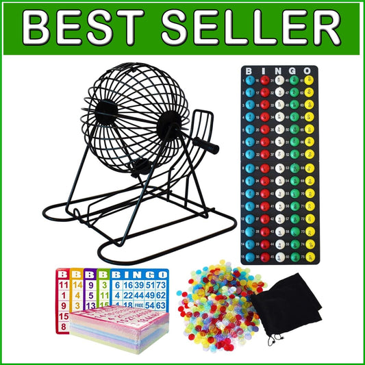 Complete Bingo Game Set - 11" Cage, 75 Balls, 500 Chips for Group Entertainment