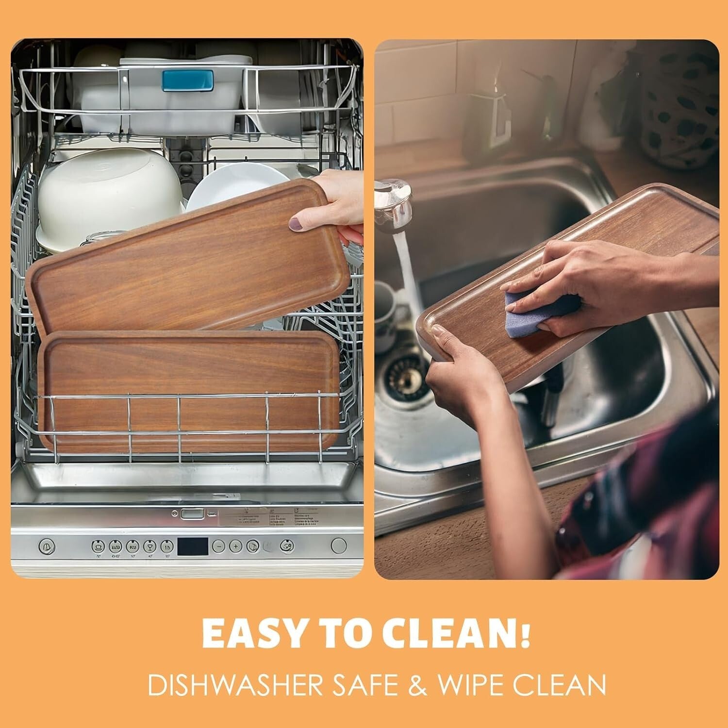 Elegant Acacia Serving Trays for Parties - 14" x 5.5" Charcuterie Boards, 6 Pack