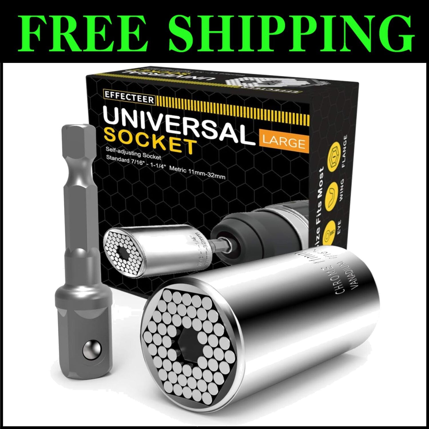 Chrome Vanadium Universal Socket for Ratchet & Power Drill – Versatile Tool