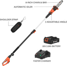 Load image into Gallery viewer, Lightweight 8-Inch Cordless Pole Saw with Fast Charger and 13ft Extension