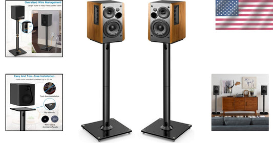 Elegant Black Floor Speaker Stands for Klipsch & Yamaha - Ideal for Home Audio