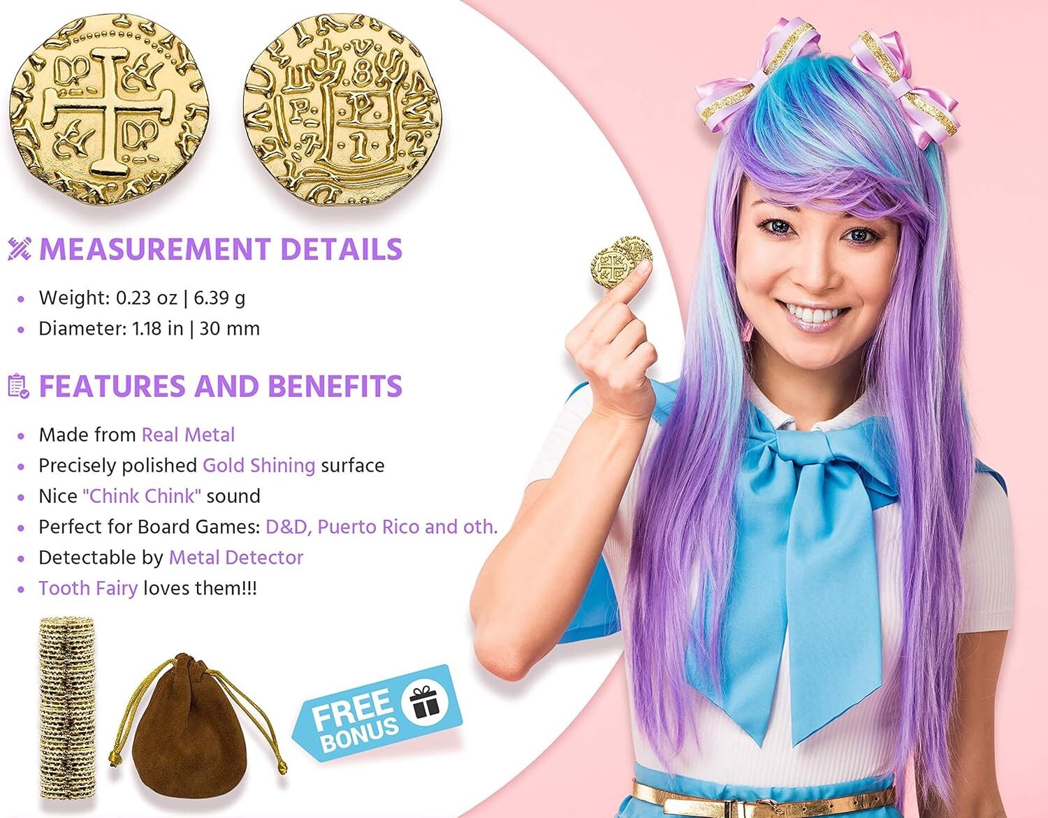 Authentic Gold Pirate Doubloons - 1.18 Inch Coins for Games and Celebrations