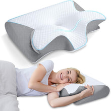 Load image into Gallery viewer, Comfortable Memory Foam Pillow with Ergonomic Design for Side &amp; Back Sleepers
