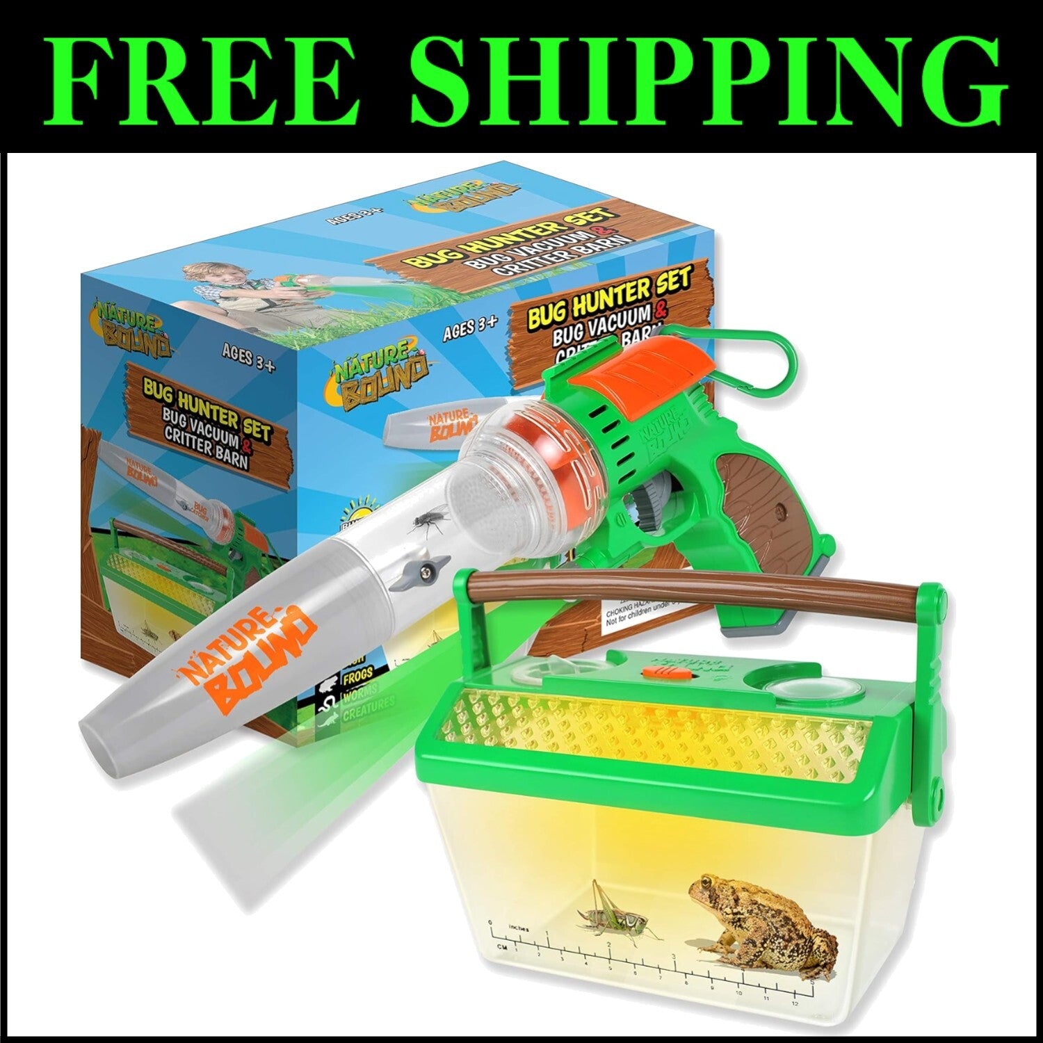 Eco-Friendly Bug Catcher Vacuum with LED Light - Complete Kids Exploration Kit