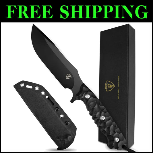 Durable Outdoor Survival Knife - 10.6" D2 Fixed Blade & Non-Slip G10 Handle