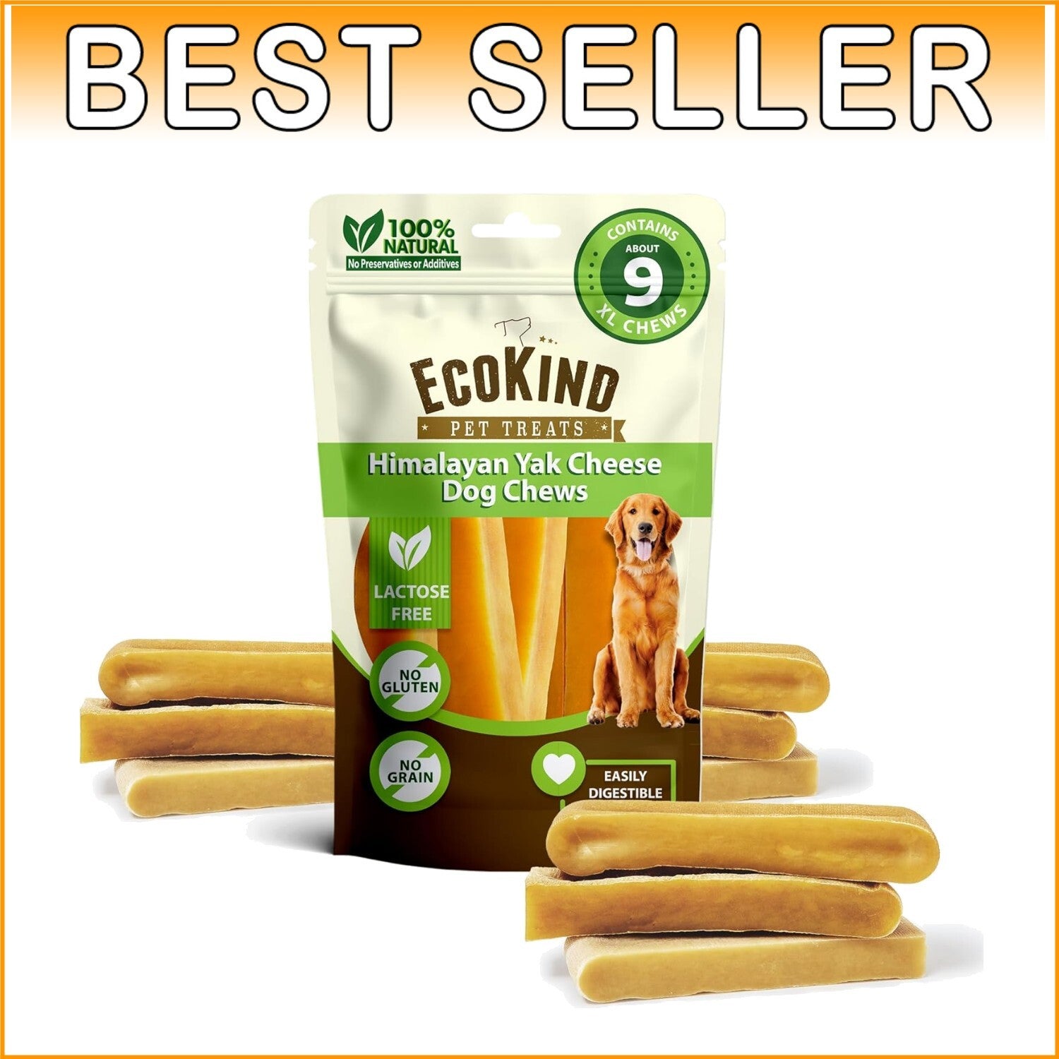 EcoKind Premium Yak Cheese Chews - Natural Dog Treats for Aggressive Chewers