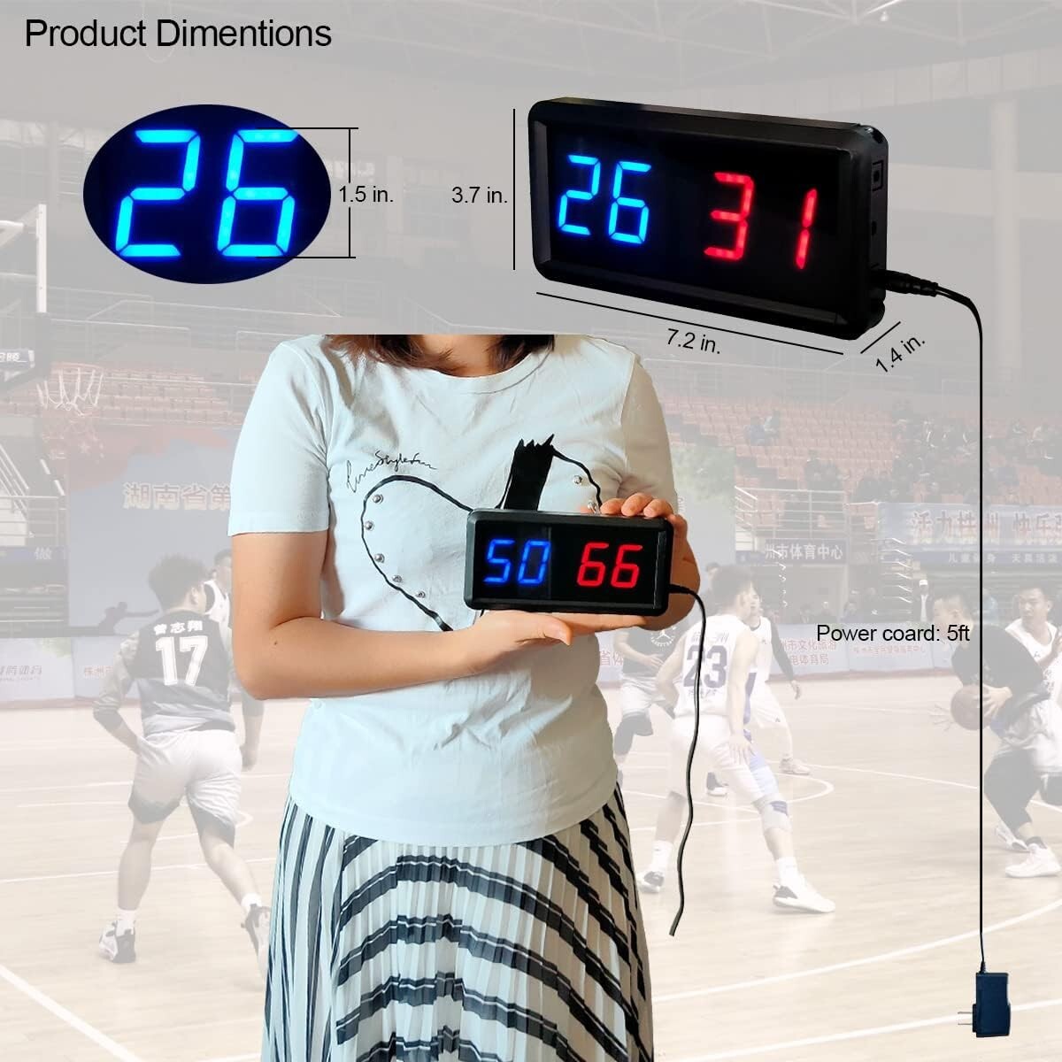 Dimmable LED Scoreboard for Basketball, Ping Pong, Baseball - Remote Control