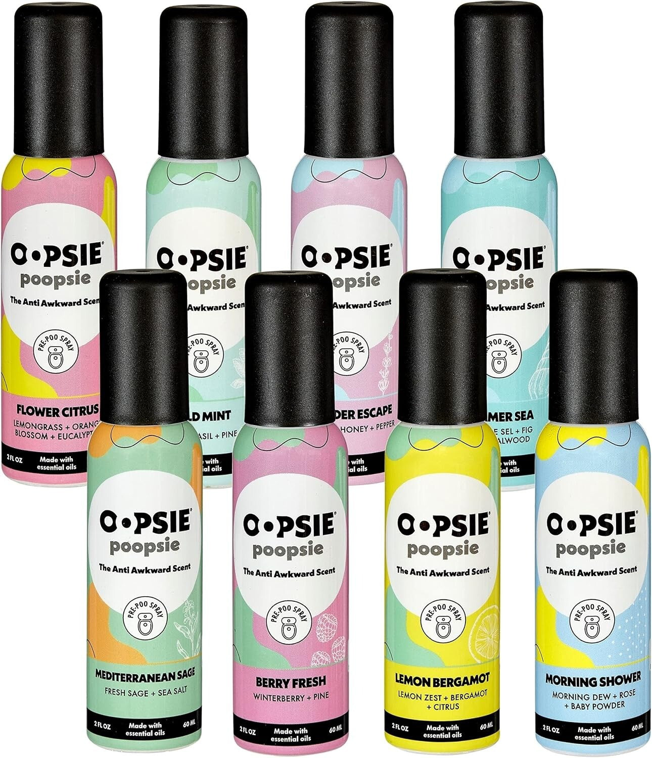 8-Scent Portable Pre-Poo Spray - Essential Oil Odor Eliminator for Toilets