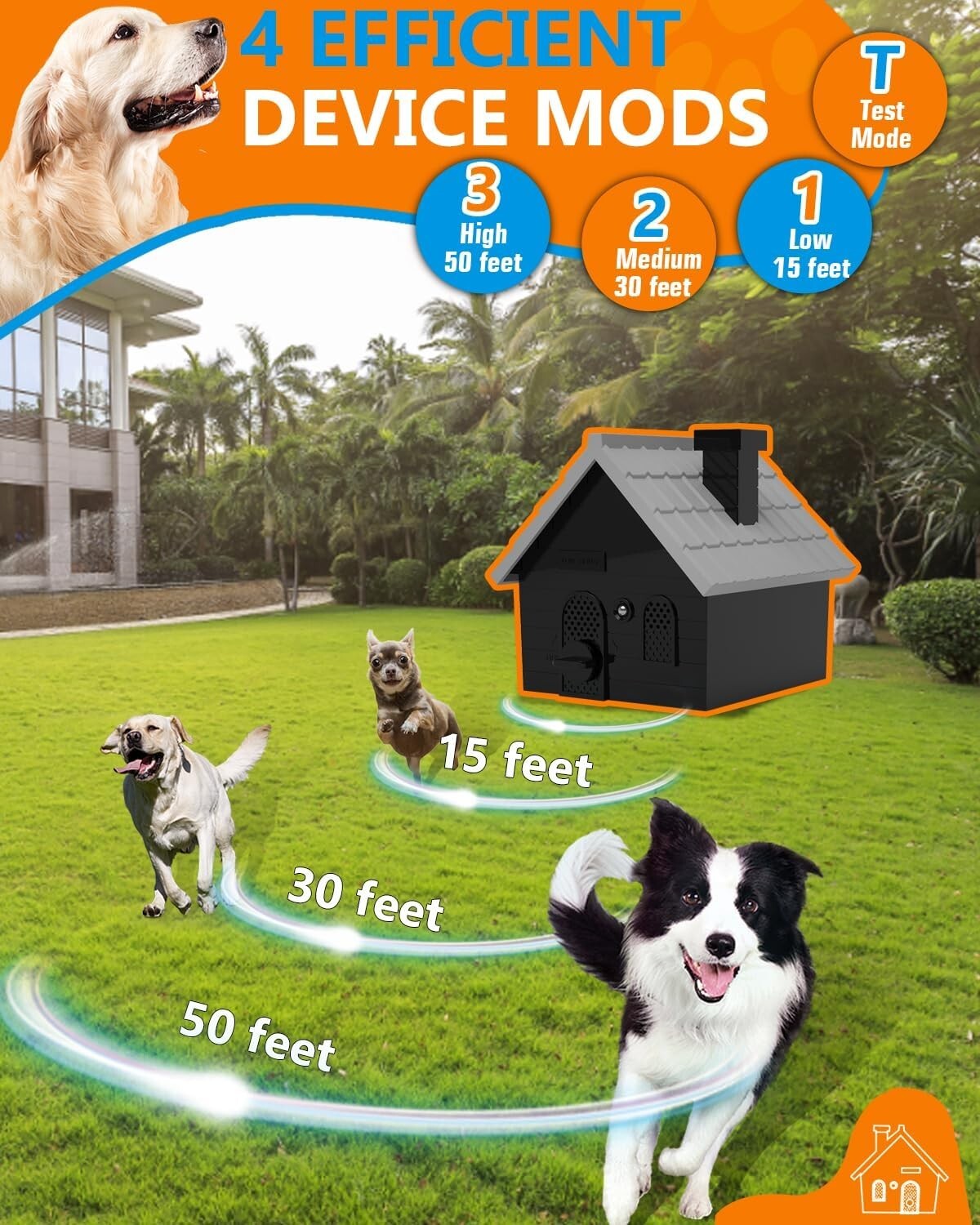 Effective Anti Barking Device for Dogs - 4 Adjustable Modes, Indoor/Outdoor Use
