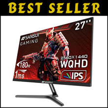 Load image into Gallery viewer, 27 Inch QHD 2560x1440 180Hz Monitor: Fast-Response, Eye Care, Adjustable Stand