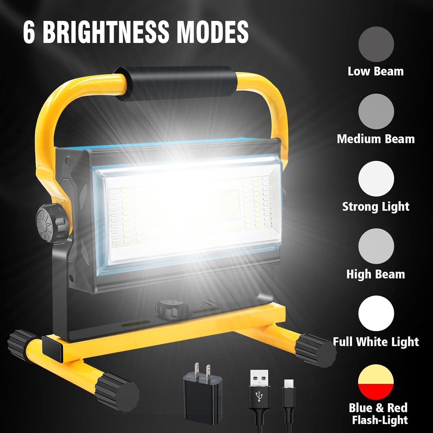 Ultra Bright 7000LM Waterproof Work Light with Rechargeable Battery for Outdoors