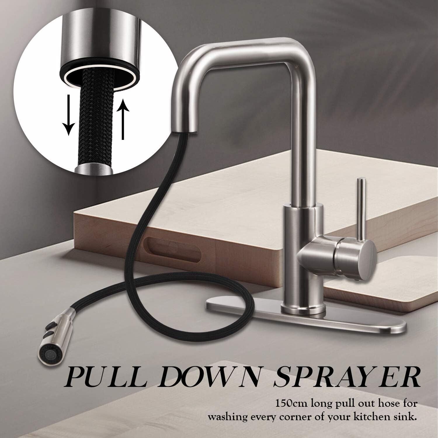 Eco-Friendly Kitchen Sink Faucet with Pull Out Sprayer & Stylish Soap Dispenser